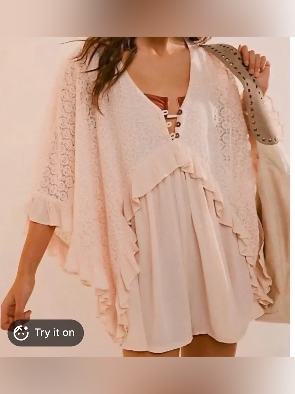 Free People Pale Blush Lace Romper